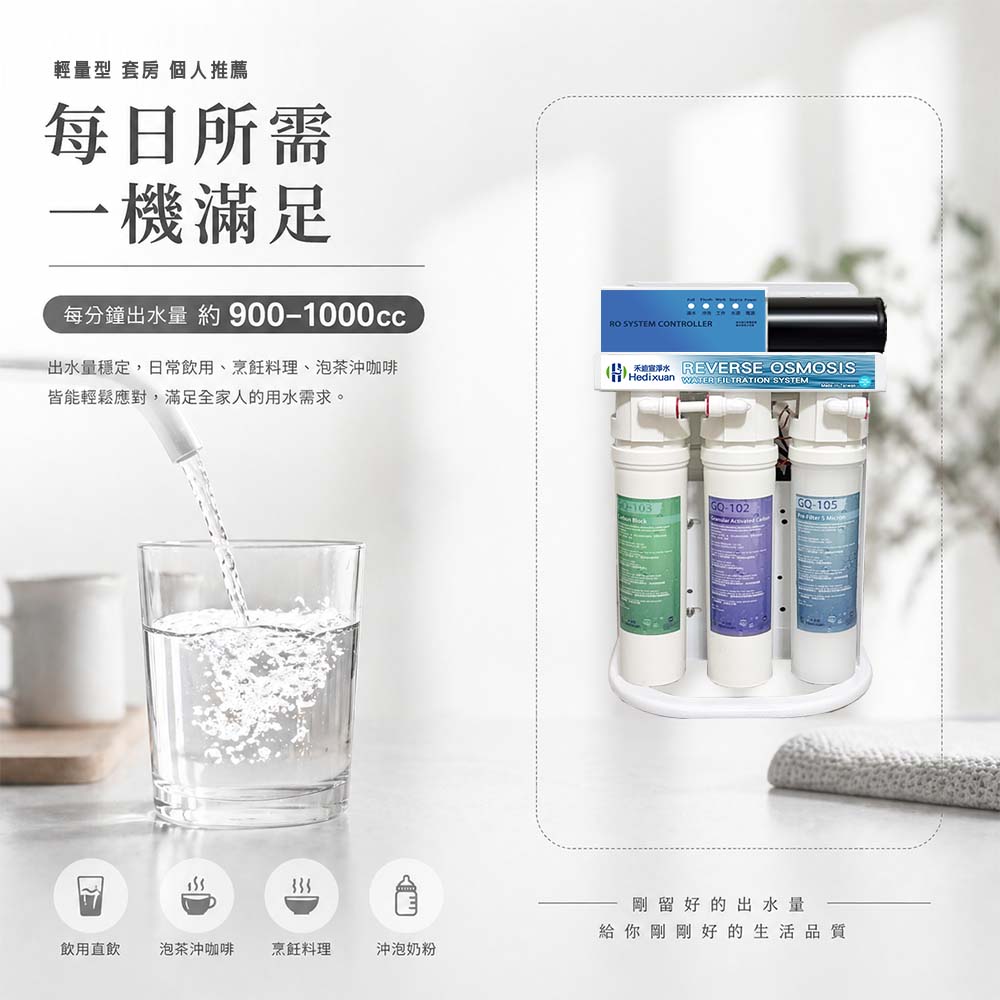 【禾迪宣】EGQ-4401 廚下淨水器，省空間，RO標準型淨水器，寂靜低噪，過濾異味及雜質，通過BSMI認證 台灣淨水器