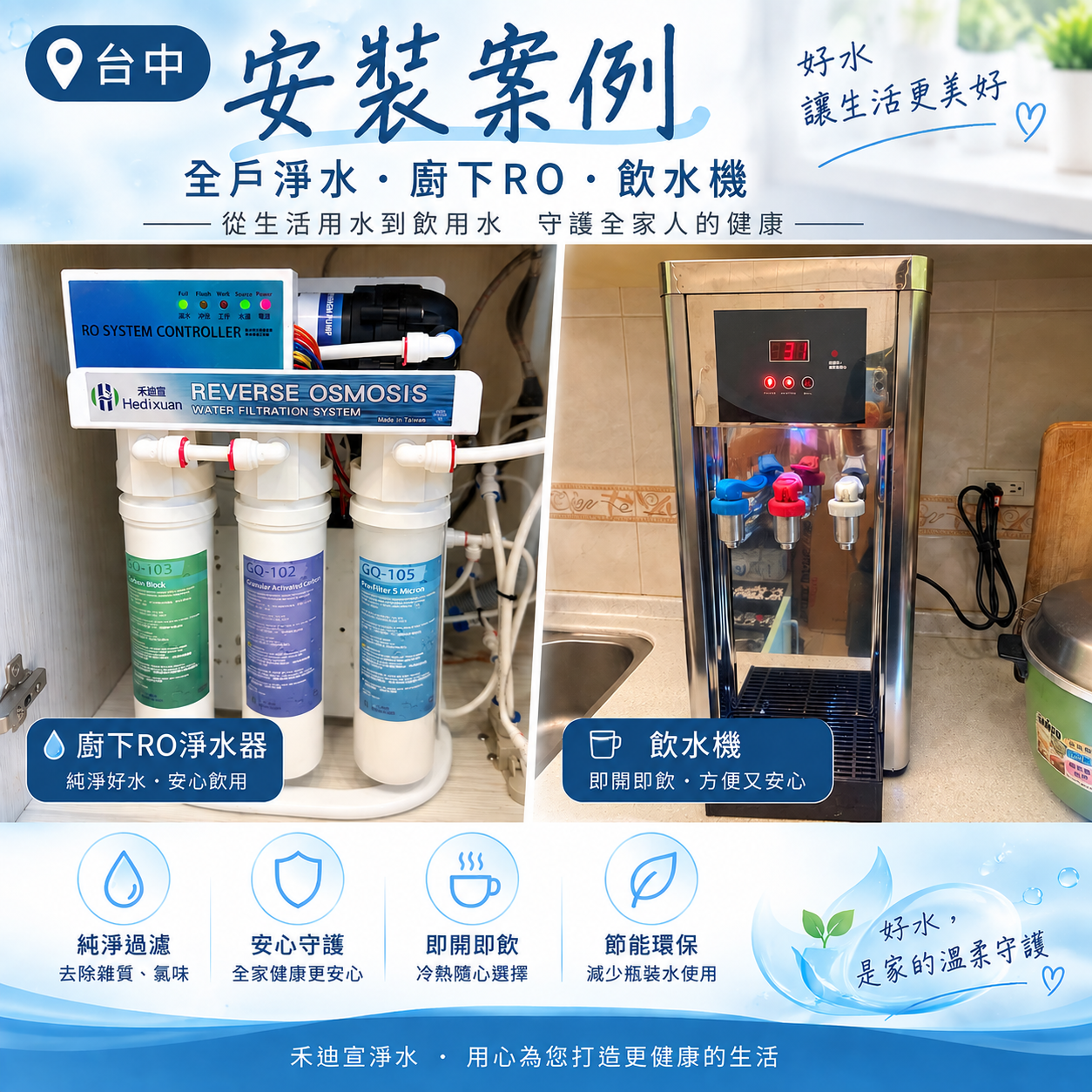 台中淨水器飲水機安裝案例,禾迪宣來到台中,完成桌上型飲水機安裝-禾迪宣 Hedixuan,廚下淨水器,廚下過濾、RO淨水,全戶淨水、餐飲淨水,台灣製造品牌,專注廚下生飲與飲水機,台中淨水、新竹淨水、新北淨水、台南淨水支援安裝